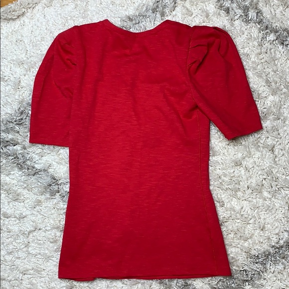 NWT Free People Red Knit Top Puff Sleeve - Picture 4 of 4
